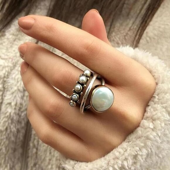 Silver pearl bead ring - Picture 5 of 6